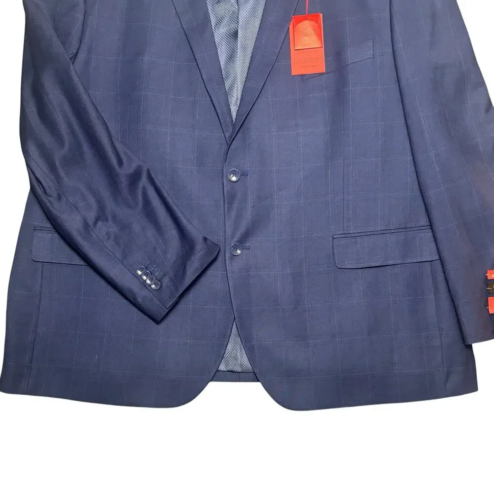 Bocaccio Uomo Paris Blue Check Stretch Blazer Sport Coat R56 W50 Business Modern